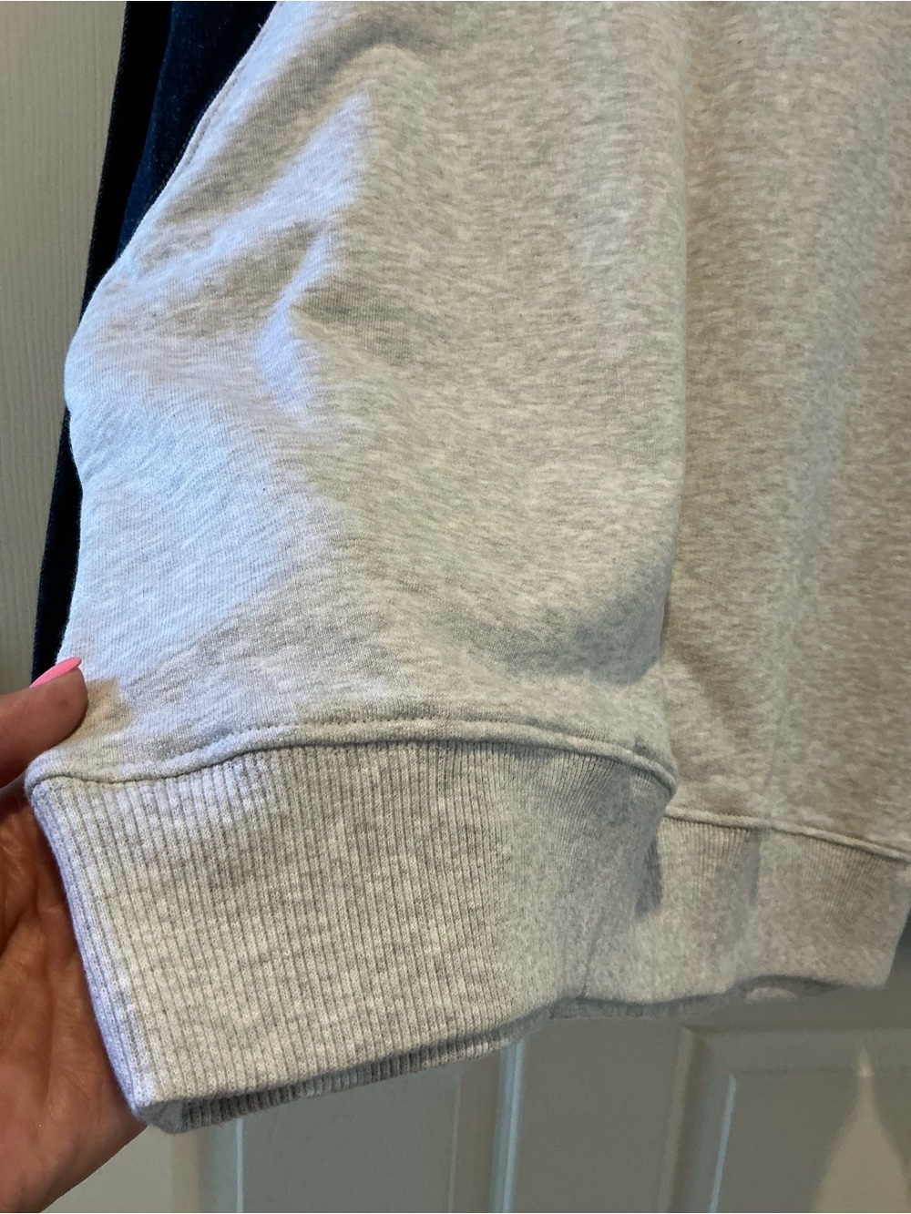 Zara Denim & Gray Oversized Slouchy Sweatshirt Chunky Streetwear Preppy SZ Med - Picture 11 of 13